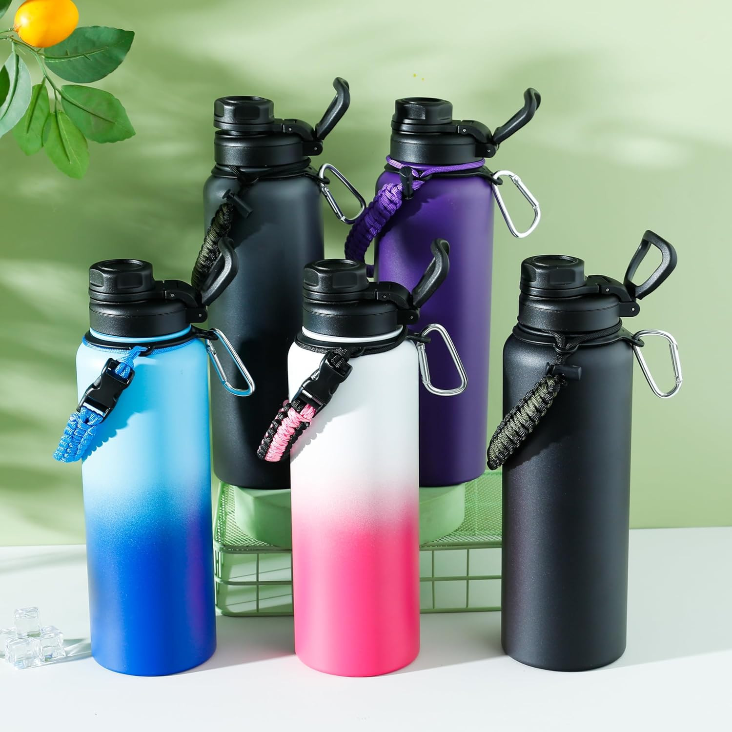 Kuber Industries Water Bottle | Steel Water Bottle for Daily Use | Vacuum Insulated Flask Water Bottle with Rope | Hot & Cold Water Bottle | 1200 ML | LX-230611 | Black