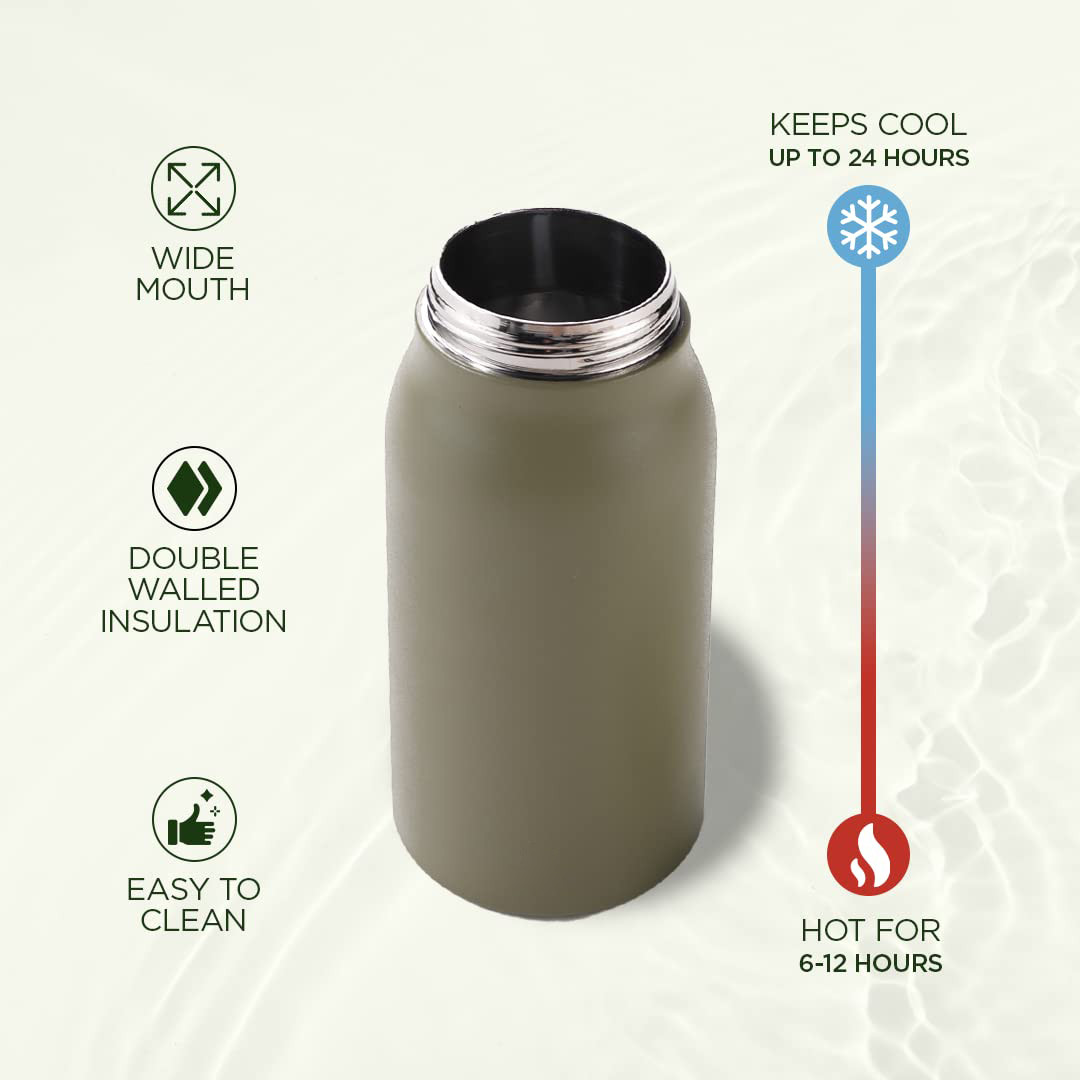 Kuber Industries Water Bottle | Vacuum Insulated Travel Bottle | Hot & Cold Water Bottle | Sipper Lid & Handle Water Bottle | 1000 ML | Pack of 2 | HH-22111D | HH-22111A | Green & Black